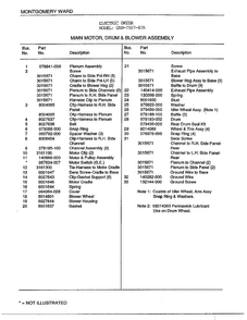 Mani Motor, Drum And Blower Assembly Page 2 Diagram and Parts List for 7507-87A  Frigidaire Dryer