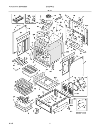 Body Diagram and Parts List for EI30EF4CQSD  Frigidaire Range
