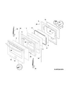 Door Diagram and Parts List for CGEF3040PFB  Frigidaire Range