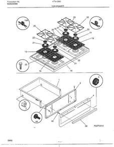 Top/drawer Diagram and Parts List for 2883-80A  Frigidaire Range