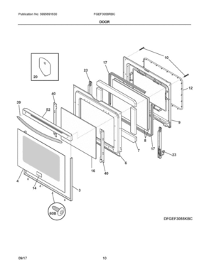 05 - Door Diagram and Parts List for FGEF3058RBC  Frigidaire Range
