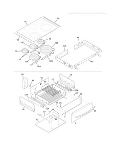 Top/drawer Diagram and Parts List for CGES3065KF5  Frigidaire Range
