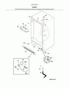 Cabinet Diagram and Parts List for 25321742513  Kenmore Freezer