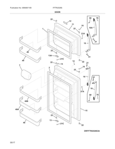 Door Diagram and Parts List for FFTR2028SE3A  Frigidaire Refrigerator