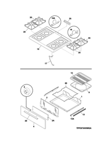 Top/drawer Diagram and Parts List for FFGF3005MWB  Frigidaire Range