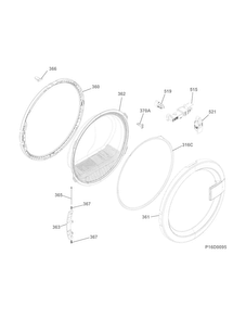 Door Diagram and Parts List for EIED200QSW00  Electrolux Dryer