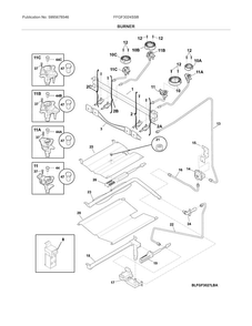 Burner Diagram and Parts List for FFGF3024SSB  Frigidaire Range