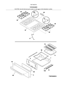 Top/drawer Diagram and Parts List for 79073033315  Kenmore Range