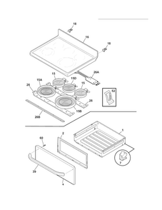 Top/drawer Diagram and Parts List for LEEF3021MSB  Frigidaire Range