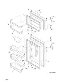 Doors Diagram and Parts List for LGHT2137NF6  Frigidaire Refrigerator
