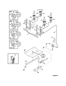 Burner Diagram and Parts List for FFGF3015LMF  Frigidaire Range