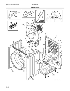 Cabinet/Drum Diagram and Parts List for ELFE7637BW0  Frigidaire Dryer