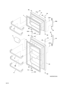 Doors Diagram and Parts List for FFHT1816PS4  Frigidaire Refrigerator