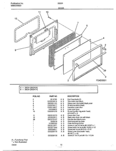 Door Diagram and Parts List for 282240A  Frigidaire Range