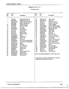 Freezer 19 Cubic Feet Page 6 Diagram and Parts List for 49161-0B  Frigidaire Freezer