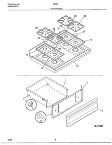 Top/drawer Diagram and Parts List for 285660A  Frigidaire Range