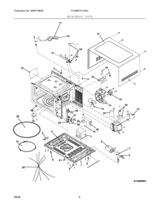 Microwave Oven Diagram and Parts List for FCWM2727ASH  Frigidaire Microwave Oven Combo