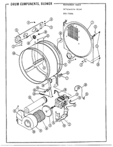 Drum Components, Blower Diagram and Parts List for 7506A  Frigidaire Dryer
