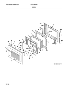 Door Diagram and Parts List for CGES3065PFJ  Frigidaire Range