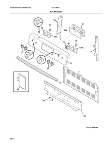 Backguard Diagram and Parts List for FFEF3054TBA  Frigidaire Range