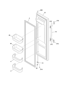 Refrigerator Door Diagram and Parts List for WWSS2601NE1  Westinghouse Refrigerator