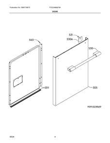 Door Diagram and Parts List for FPID2498SF9A  Frigidaire Dishwasher