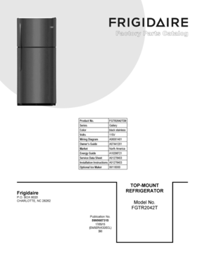 01 - COVER SHEET Diagram and Parts List for FGTR2042TD0  Frigidaire Refrigerator