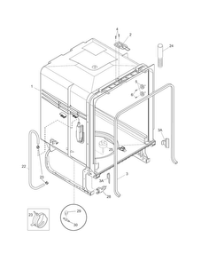 Tub Diagram and Parts List for KABD2406NW0A  Kelvinator Dishwasher