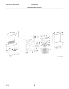 Recommended Spares Diagram and Parts List for FRWW4543AS  Frigidaire Wine and Beverage Cooler