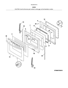Door Diagram and Parts List for 79096183710  Kenmore Range