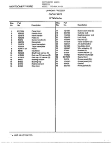 Upright Freezer/door Parts Page 2 Diagram and Parts List for 46458-OA  Frigidaire Freezer