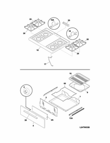Top/drawer Diagram and Parts List for 79060721903  Kenmore Range