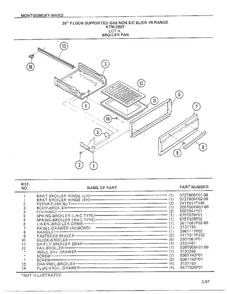 30` Floor/broiler Pan Diagram and Parts List for 2507A  Frigidaire Range
