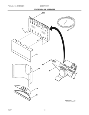 07 - CONTROLS & ICE DISPENSER Diagram and Parts List for E23BC79SPS1  Frigidaire Refrigerator