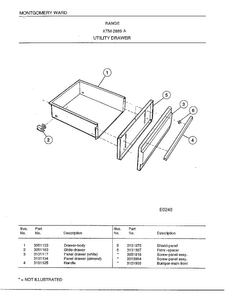 Range/ Ultility Drawer Diagram and Parts List for 2889A  Frigidaire Range