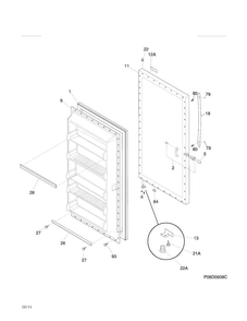 Door Diagram and Parts List for 25328732C1  Kenmore Freezer