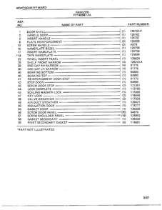 Freezer Page 2 Diagram and Parts List for 40847-7A  Frigidaire Freezer
