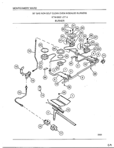 Burner Diagram and Parts List for 2822A  Frigidaire Range