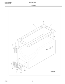 Cabinet Diagram and Parts List for MFU13MOBW4  Frigidaire Freezer