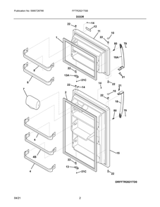 Door Diagram and Parts List for FFTR2021TSB  Frigidaire Refrigerator