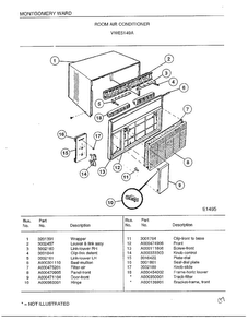 Room Air Conditioner Diagram and Parts List for 5149A  Frigidaire Air Conditioner