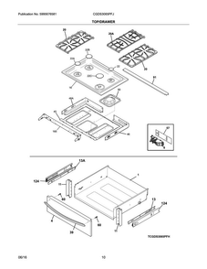 Top/drawer Diagram and Parts List for CGDS3065PFJ  Frigidaire Range