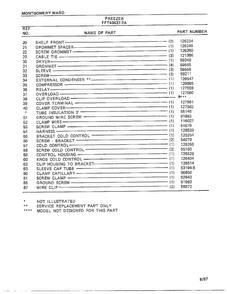 Freezer Page 2 Diagram and Parts List for 40437A-7  Frigidaire Freezer