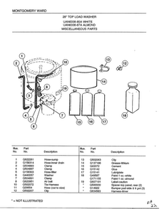 Miscellaneous Parts Diagram and Parts List for 6338A  Frigidaire Washer