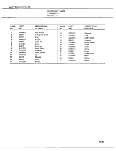 Dishwasher Page 11 Diagram and Parts List for 1037B  Frigidaire Dishwasher