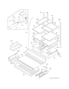 Shelves Diagram and Parts List for FGHF2366PF5A  Frigidaire Refrigerator