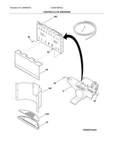 Controls & Ice Dispenser Diagram and Parts List for E23BC78IPSLA  Electrolux Refrigerator