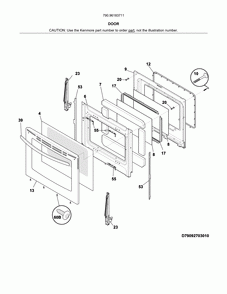 Door Diagram and Parts List for 79096183711  Kenmore Range