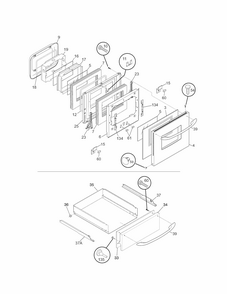 Door/drawer Diagram and Parts List for 79030553800  Kenmore Wall Oven