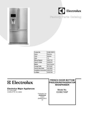 01 - COVER SHEET Diagram and Parts List for E23BC79SPS1  Frigidaire Refrigerator
